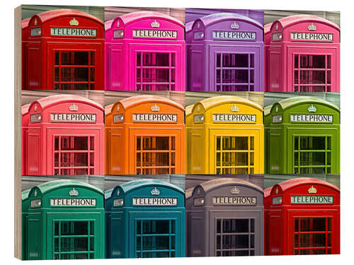 Wood print London telephone boxes