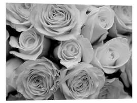 Foam board print Rose bouquet, b/w