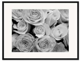 Gerahmter Kunstdruck Rosen-Bouquet, s/w