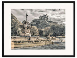 Gerahmter Kunstdruck Edinburgh in grau und sepia