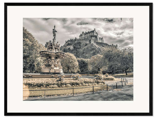 Framed art print Edinburgh in grey and sepia