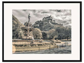 Framed art print Edinburgh in grey and sepia