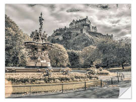 Selvklebende plakat Edinburgh in grey and sepia