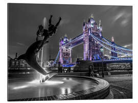 Quadro em plexi-alumínio Tower Bridge, illuminated in blue