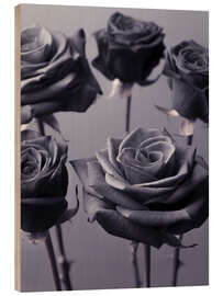 Wood print Modern roses