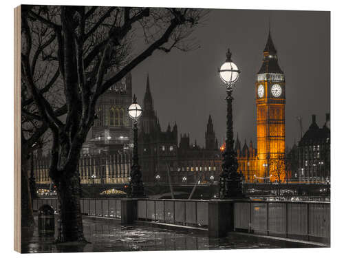 Holzbild Big Ben, erleuchtet