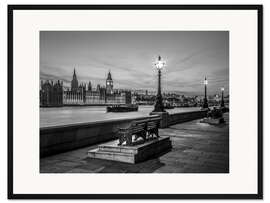 Gerahmter Kunstdruck An der Themse bei Nacht