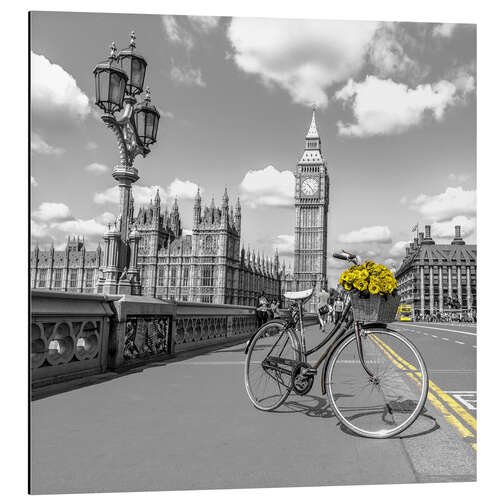 Tableau en aluminium Panier de fleurs jaunes à Londres