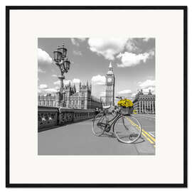 Plakat artystyczny premium w ramie Cycling through London