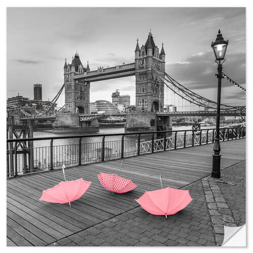 Sticker mural Trois parapluies roses à Londres