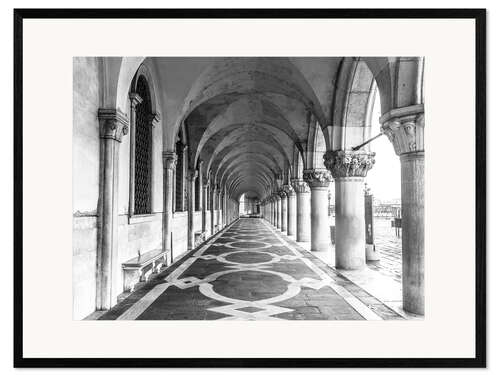 Framed art print Venetian architecture, b/w