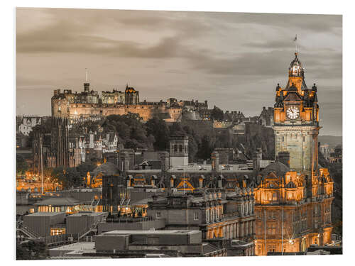 Foam board print Edinburgh, illuminated