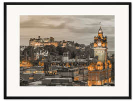 Gerahmter Kunstdruck Edinburgh, erleuchtet