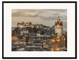 Gerahmter Kunstdruck Edinburgh, erleuchtet