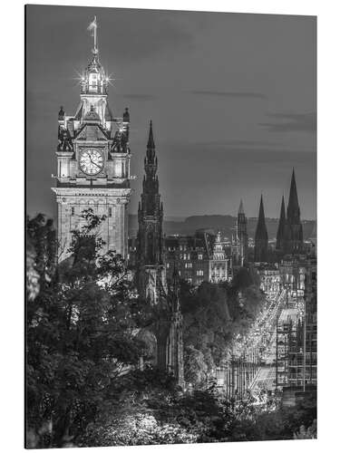 Aluminium print Edinburgh, b/w