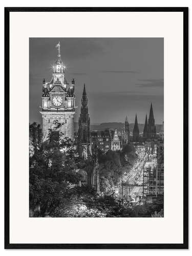 Gerahmter Kunstdruck Edinburgh, s/w