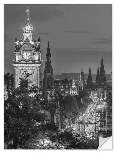 Självhäftande poster Edinburgh, b/w