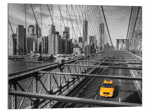 Gallery Print Ein gelbes Taxi auf der Brooklyn Bridge