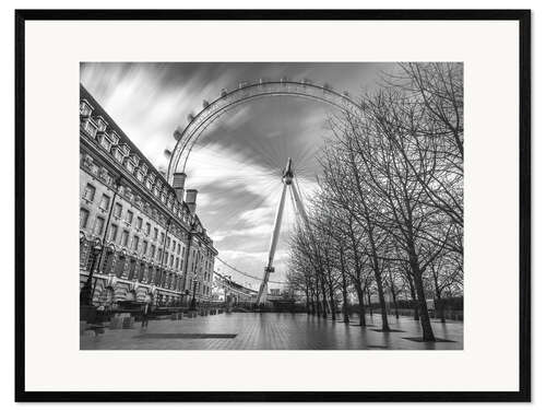 Framed art print London Eye, b/w III
