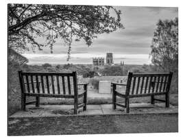 Tableau en aluminium Two benches, b/w