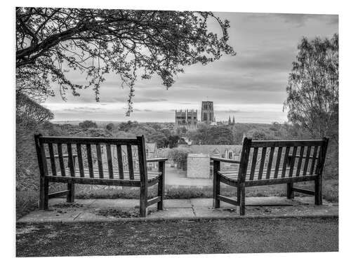 Foam board print Two benches, b/w