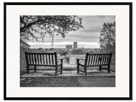 Impresión de arte enmarcada Two benches, b/w