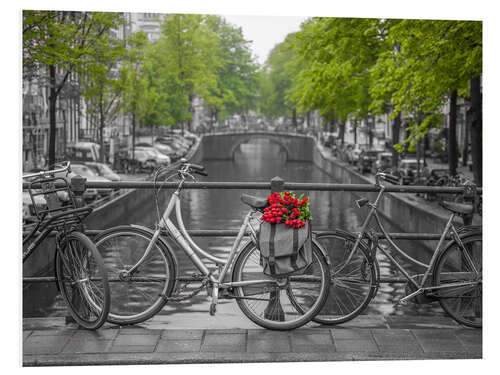 PVC-tavla Amsterdam, bicycles on the bridge