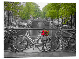 Foam board print Amsterdam, bicycles on the bridge