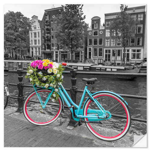 Selvklebende plakat Amsterdam canal bicycle I