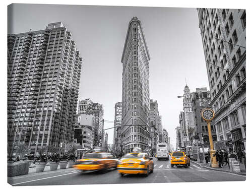 Tableau sur toile Taxis au Flatiron Building