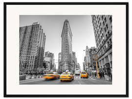 Gerahmter Kunstdruck Taxis am Flatiron Bulding