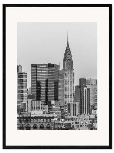 Plakat artystyczny premium w ramie View of the Chrysler building, b/w