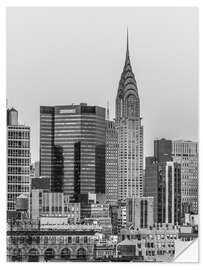 Selvklebende plakat View of the Chrysler building, b/w