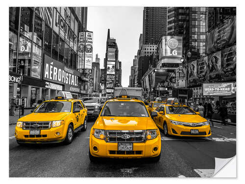 Selvklebende plakat Taking a cab in New York