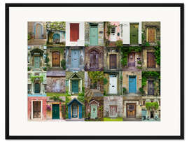 Gerahmter Kunstdruck Verschiedene bunte Türen