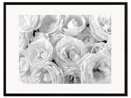 Kehystetty taidepainatus White roses bouquet