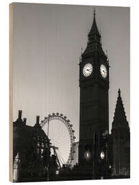 Wood print Big Ben at night, London