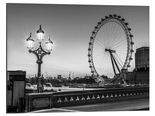 Aluminium print London Eye, b/w I