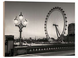 Wood print London Eye, b/w I