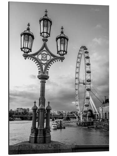 Aluminium print London Eye, b/w II