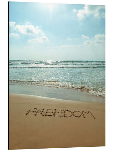 Tableau en aluminium Liberté sur une plage