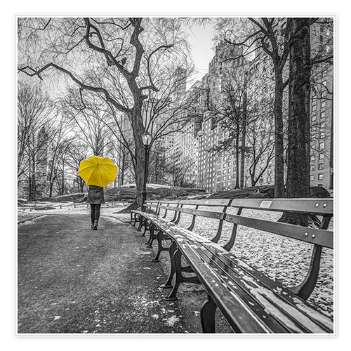 Poster Gelber Regenschirm im Central Park