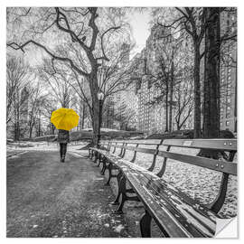 Wandsticker Gelber Regenschirm im Central Park