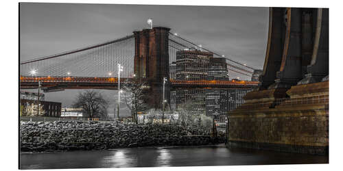 Tableau en aluminium Pont de Brooklyn, illuminé