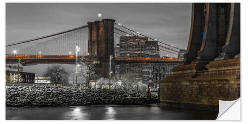 Selvklebende plakat Brooklyn Bridge, illuminated