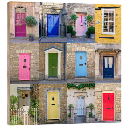 Tableau en bois Portes colorées