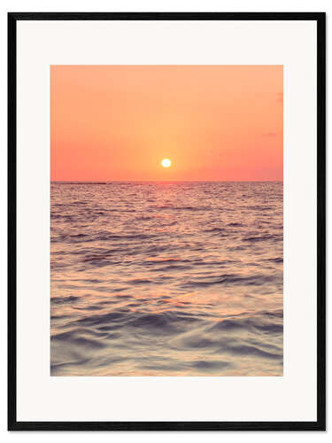 Impression artistique encadrée Coucher de soleil sur la mer