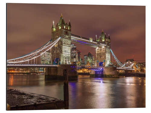 Tableau en aluminium London Tower Bridge, illuminated