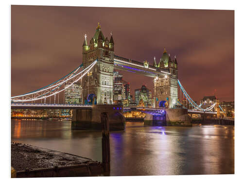 Foam board print London Tower Bridge, illuminated