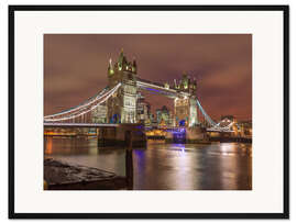Gerahmter Kunstdruck Londoner Tower Bridge, erleuchtet